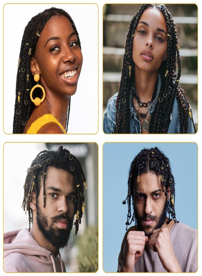 Tyqour 58 Pcs Gold Hair Cuffs for Braids Accessories, Loc Jewelry for Dreadlocks, Adjustable Hair Jewelry for Braids Decorations for Men Women - Image 5